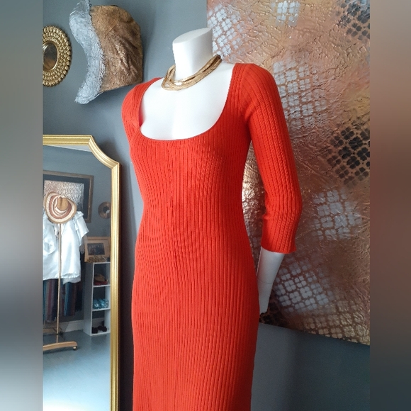 NWOT Zara Ribbed Stretch Cotton Midi Dress - Picture 2 of 11